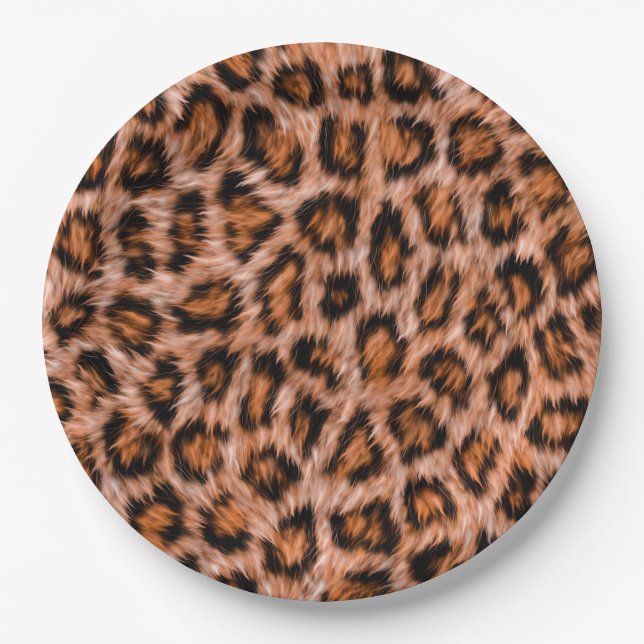 Leopard Jaguar Cat Brown Fur Pattern-24609 Paper Plate (Front)