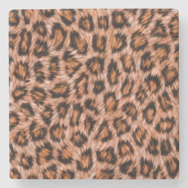 Leopard Jaguar Cat Brown Fur Pattern-24609 Stone Coaster (Front)