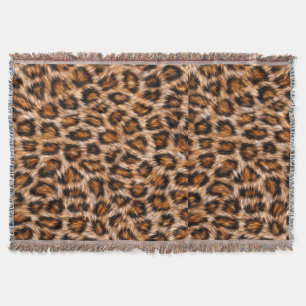 Leopard Jaguar Cat Brown Fur Pattern-24609 Throw Blanket