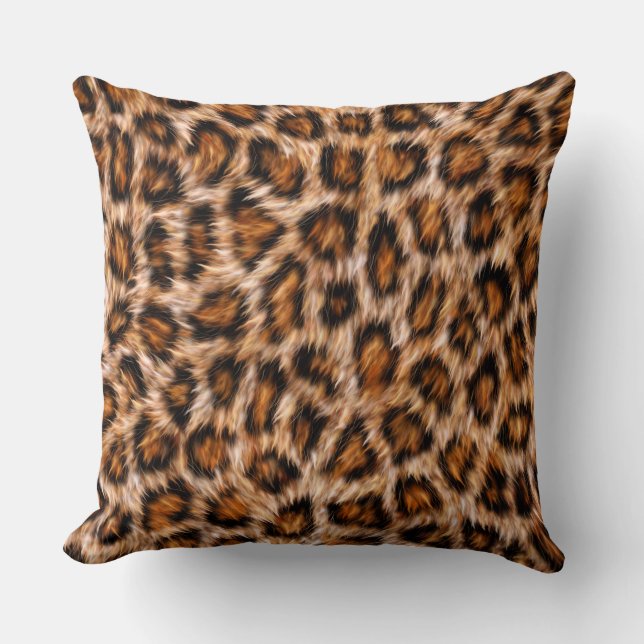 Leopard Jaguar Cat Brown Fur Pattern-24609 Throw Pillow (Front)
