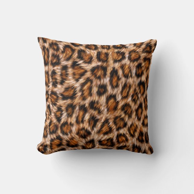 Leopard Jaguar Cat Brown Fur Pattern-24609 Throw Pillow (Front)