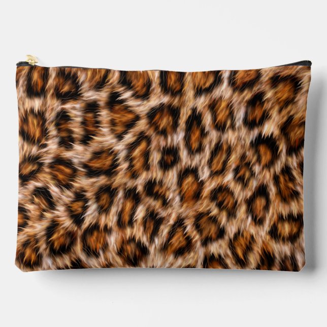 Leopard Jaguar Cat Brown Fur Pattern Accessory Pouch (Front)