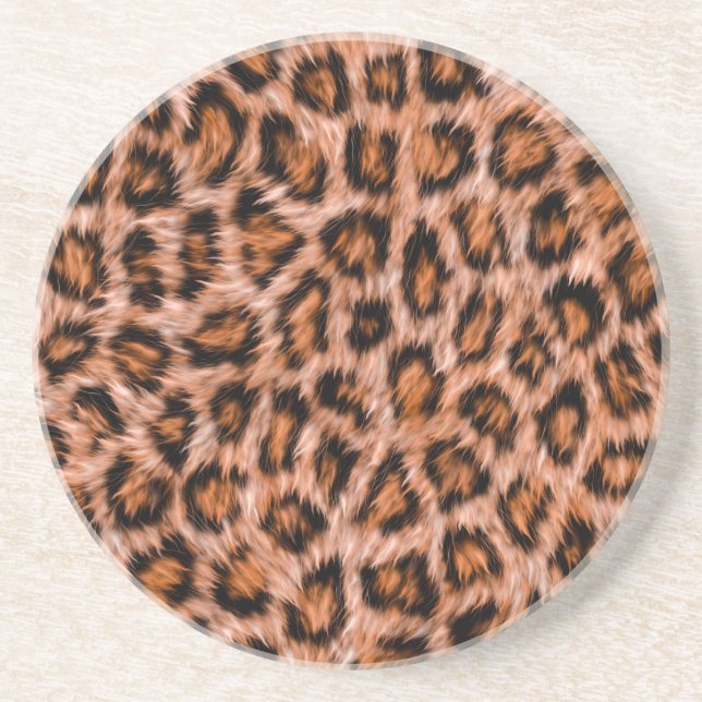 Leopard Jaguar Cat Brown Fur Pattern Coaster (Front)