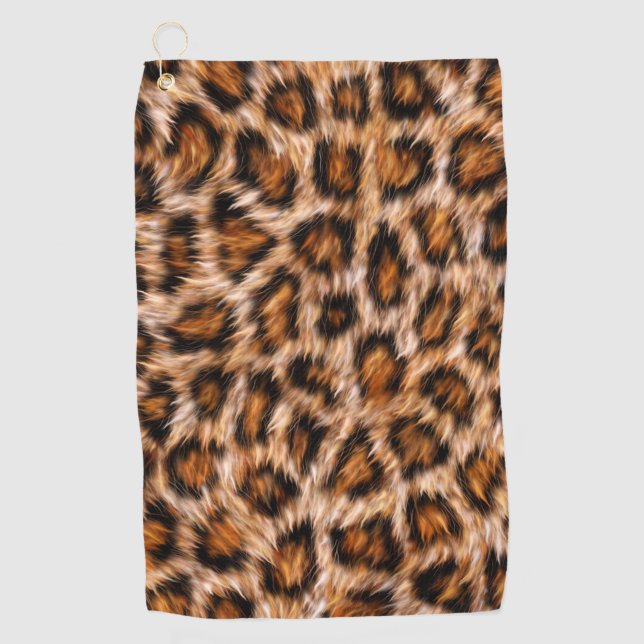 Leopard Jaguar Cat Brown Fur Pattern Golf Towel (Front)