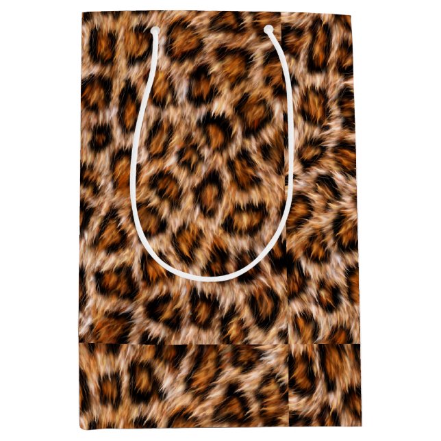 Leopard Jaguar Cat Brown Fur Pattern Medium Gift Bag (Front)