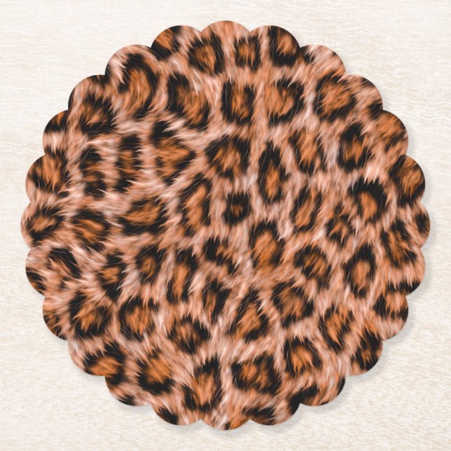 Leopard Jaguar Cat Brown Fur Pattern Paper Coaster (Front)