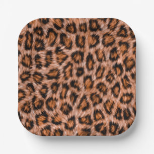 Leopard Jaguar Cat Brown Fur Pattern Paper Plate