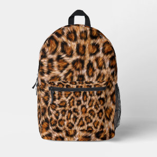 Leopard Jaguar Cat Brown Fur Pattern Printed Backpack