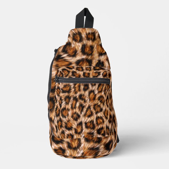 Leopard Jaguar Cat Brown Fur Pattern Sling Bag (Front)