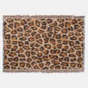 Leopard Jaguar Cat Brown Fur Pattern Throw Blanket