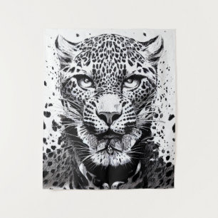 Leopard Jaguar Wild Nature Illustration Line Epic Tapestry