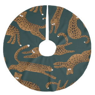 Leopard Jungle: Animal Print Vintage. Brushed Polyester Tree Skirt