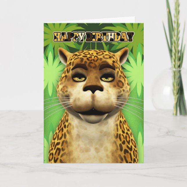 Leopard Jungle Birthday Card (Front)