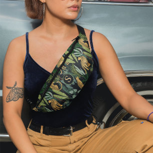 Leopard Jungle Forest Illustration Seamless Custom Fanny Pack
