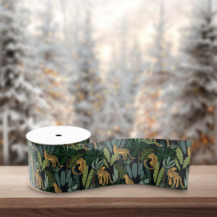 Leopard Jungle Forest Illustration Seamless Grosgrain Ribbon