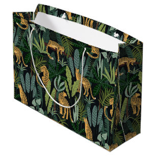 Leopard Jungle Forest Illustration Seamless Large Gift Bag