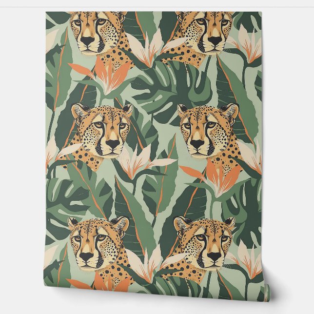 Leopard Jungle Forest Illustration Seamless  Wallp Wallpaper (Unrolling)