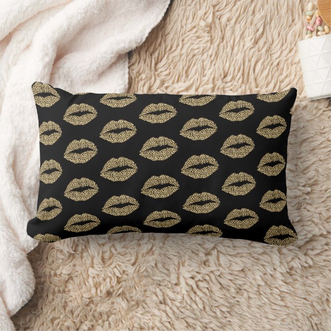 Leopard Kiss - Leopard Print Lips Pattern Lumbar Pillow (Blanket)