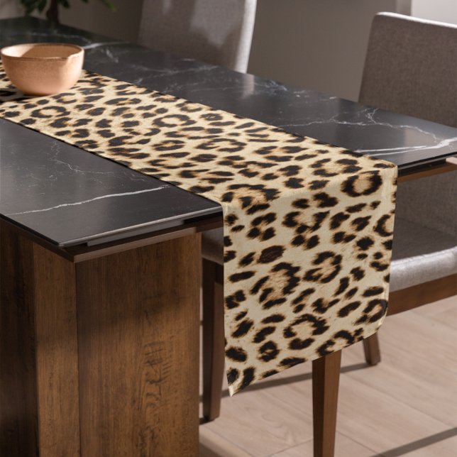 Leopard Leather Print Pattern Monogram Long Table Runner (Creator Uploaded)