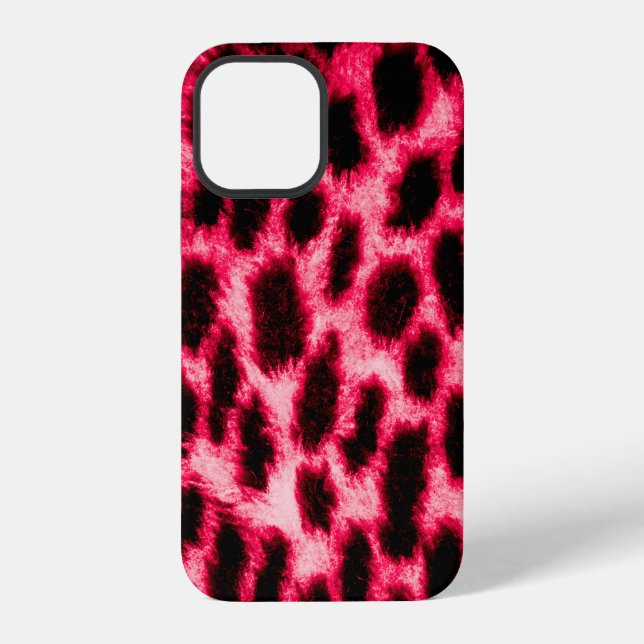 Leopard leather texture with black and red colours iPhone case (Back)