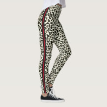 Leopard Leggings with Red Stripe