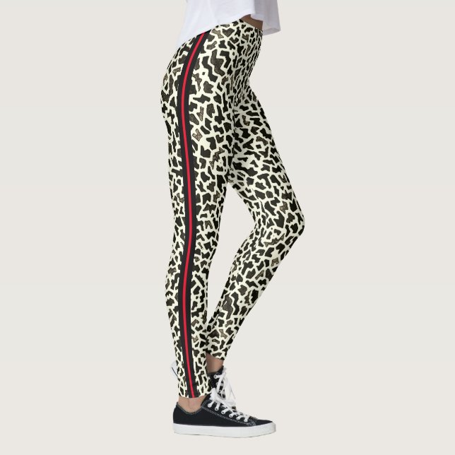 Leopard Leggings with Red Stripe (Right)