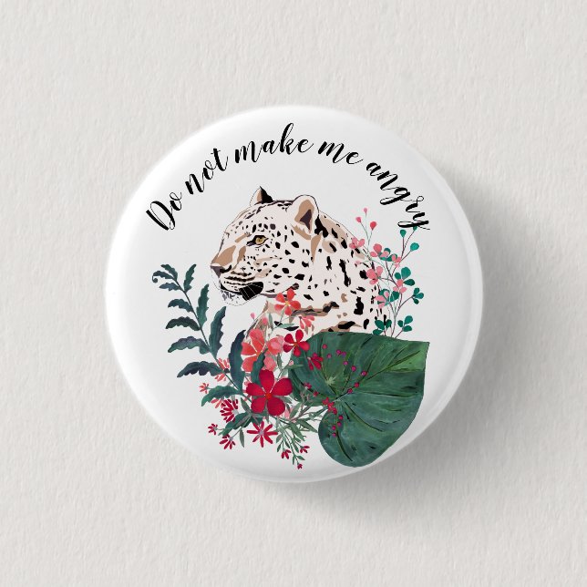 Leopard, leopard muzzle, floral , Botanical 1 Inch Round Button (Front)