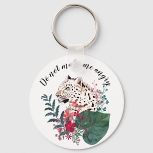 Leopard, leopard muzzle, floral , Botanical, Keychain