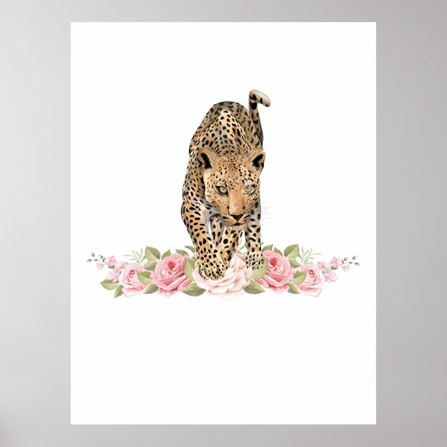 Leopard, Leopard Rose, Leopard Flower Poster (Front)