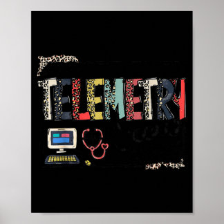 Leopard Lettering Telemetry Crew Cardiac Telemetry Poster