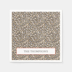 Leopard Linen Monogram Chic Safari Animal Print Napkin