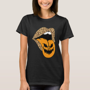 Leopard Lips Halloween Lips Vampire Mouth Pumpkin  T-Shirt