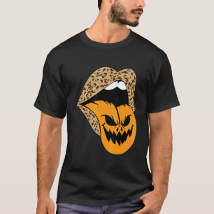 Leopard Lips Halloween Lips Vampire Mouth Pumpkin  T-Shirt