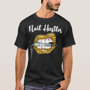 Leopard Lips With Nail Technician Drill Cool Nail  T-Shirt