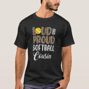 Leopard Loud Proud American Softball Cousin Family T-Shirt