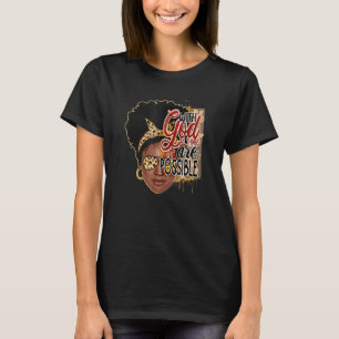 Leopard Love Afro Girl Faith Inspirational Bible Q T-Shirt