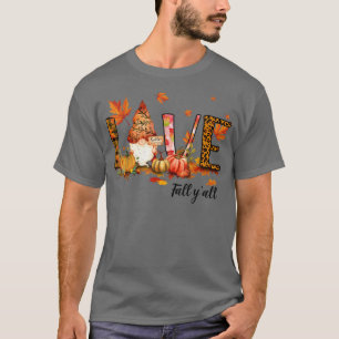Leopard Love Fall Y'all Funny Autumn Pumpkin Fall T-Shirt