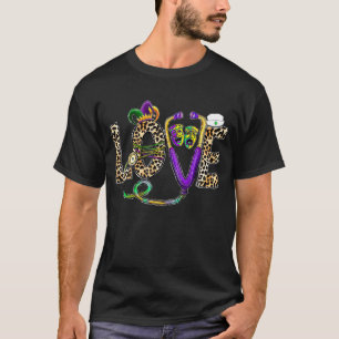 Leopard Love Nurse Life Stethoscope Nurse Mardi Gr T-Shirt