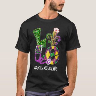 Leopard Love Stethoscope Heart Nurse Life Mardi G T-Shirt