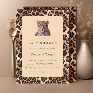Leopard Luxury Lion Tiger Wool Pattern Baby Shower Invitation