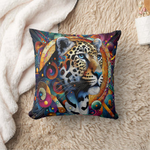 Leopard Majesty: Bold Jungle Vibes Throw Pillow