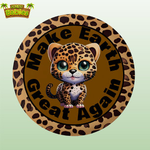 Leopard, Make Earth Great Again Cute Environmental 1 Inch Round Button