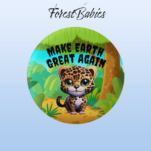 Leopard, Make Earth Great Again, Environmental 1 Inch Round Button