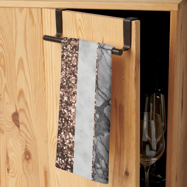 Leopard Marble Glitter Stripes Glam 3 Kitchen Towel (Thirds Fold)