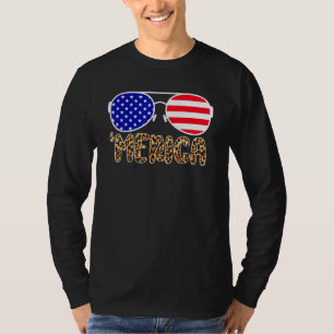 Leopard Merica Sunglasses 4th Of July Kids Boys Gi T-Shirt