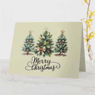 Leopard Merry Christmas Tree Coquette Bow Xmas Card