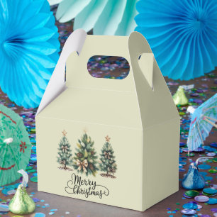 Leopard Merry Christmas Tree Coquette Bow Xmas Favor Box