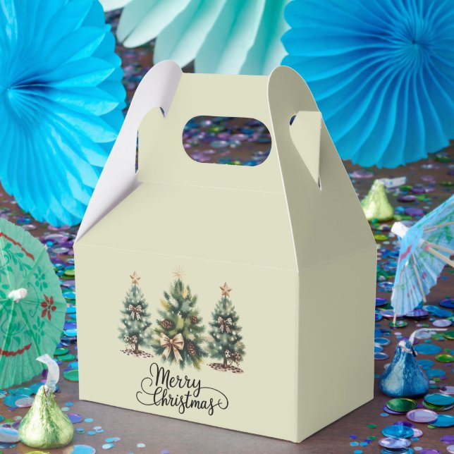 Leopard Merry Christmas Tree Coquette Bow Xmas Favor Box (Party)