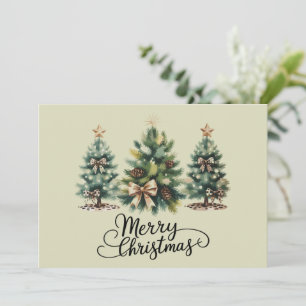 Leopard Merry Christmas Tree Coquette Bow Xmas Holiday Card