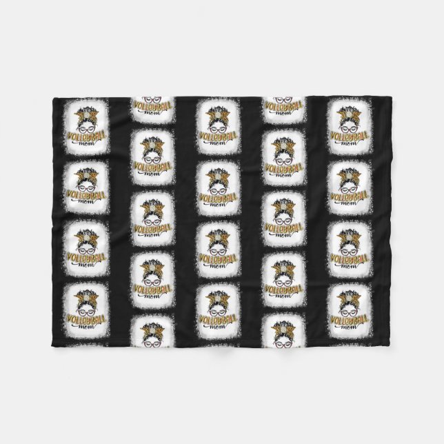 Leopard Messy Bun Volleyball Game Day Vibes Fleece Blanket (Front (Horizontal))